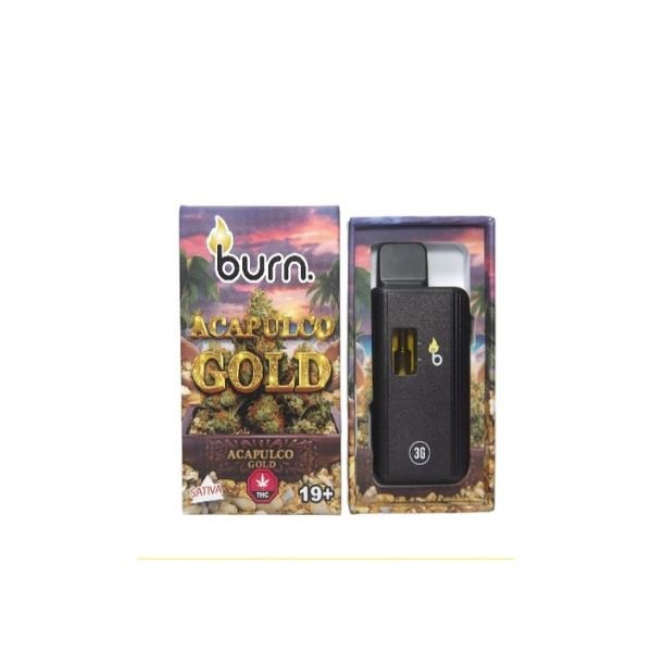 Burn 3mL Disposable Vapes  Acapulco Gold THC Distillate